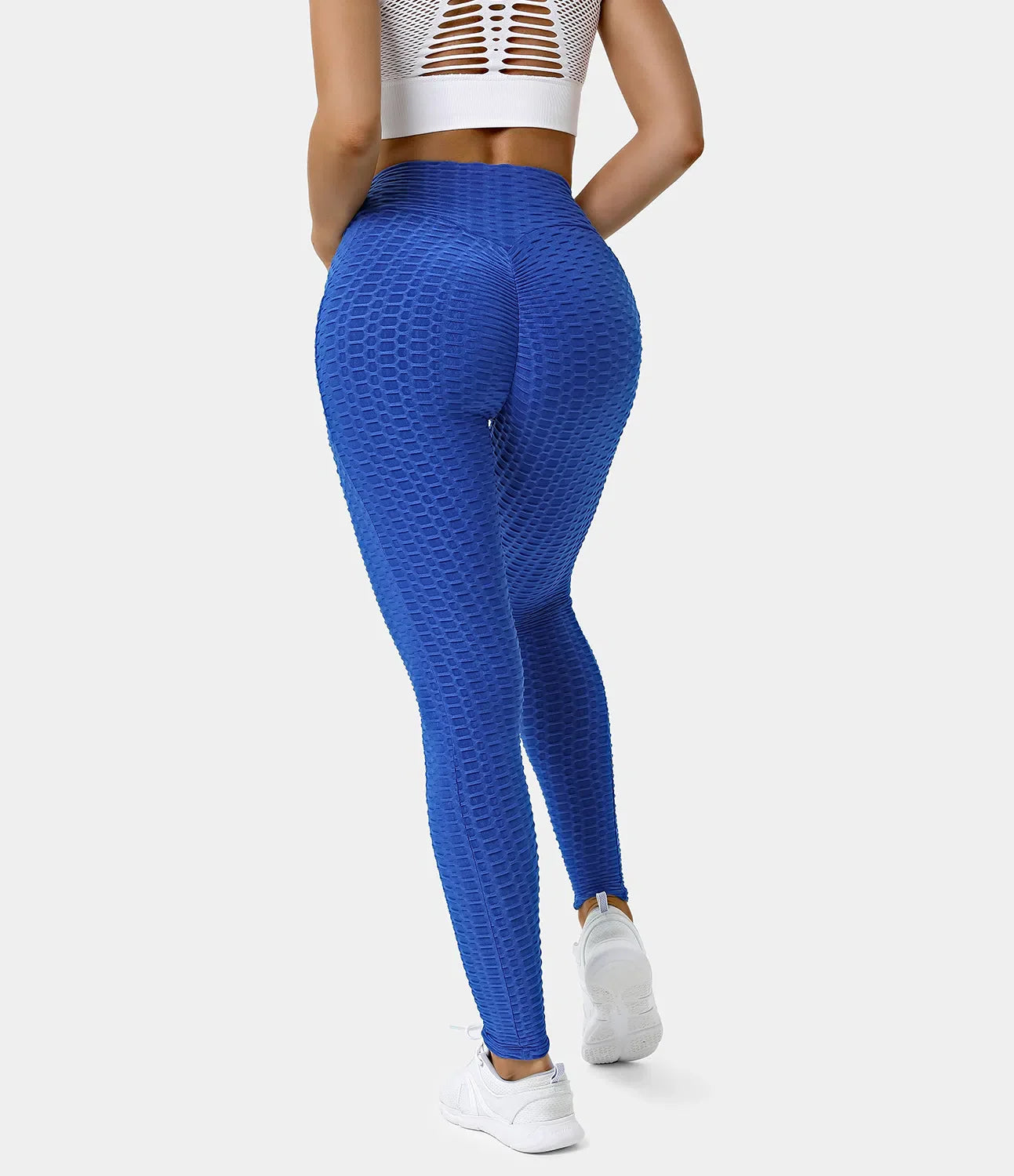 High Waisted Ruched Honeycomb Casual 7/8 Leggings