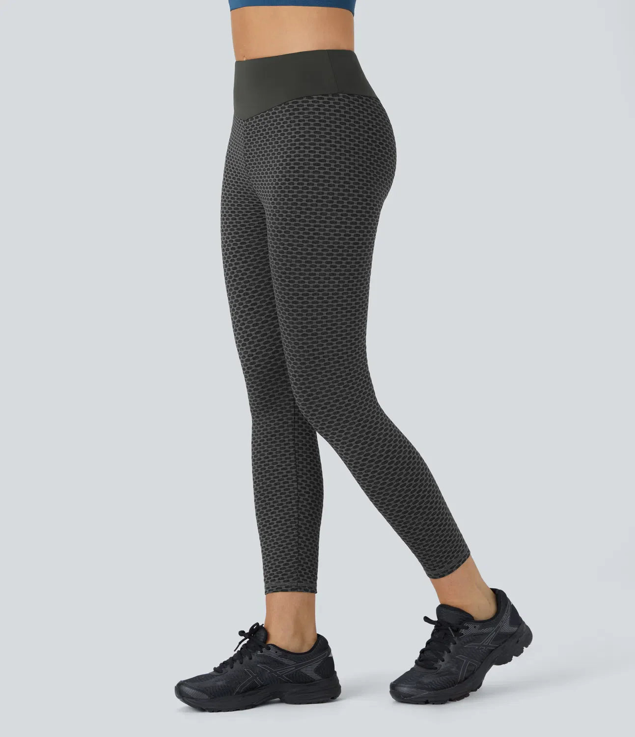 High Waisted Ruched Honeycomb Yoga Leggings