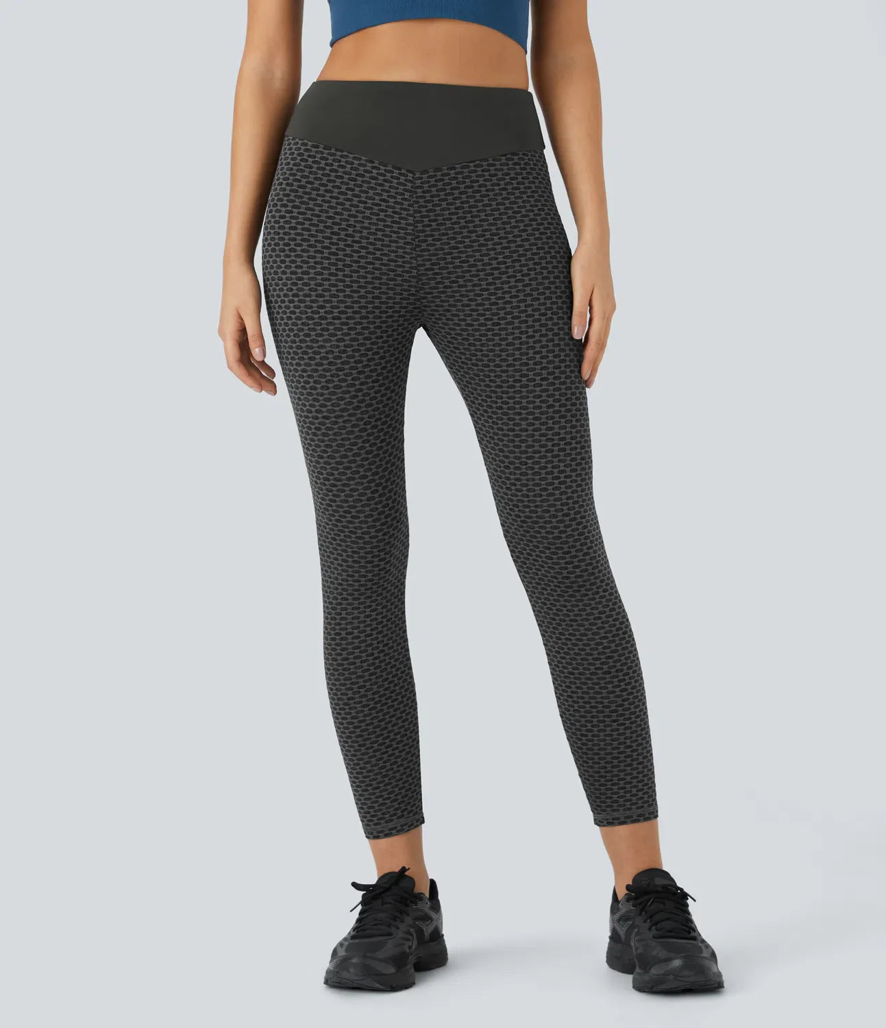 High Waisted Ruched Honeycomb Yoga Leggings