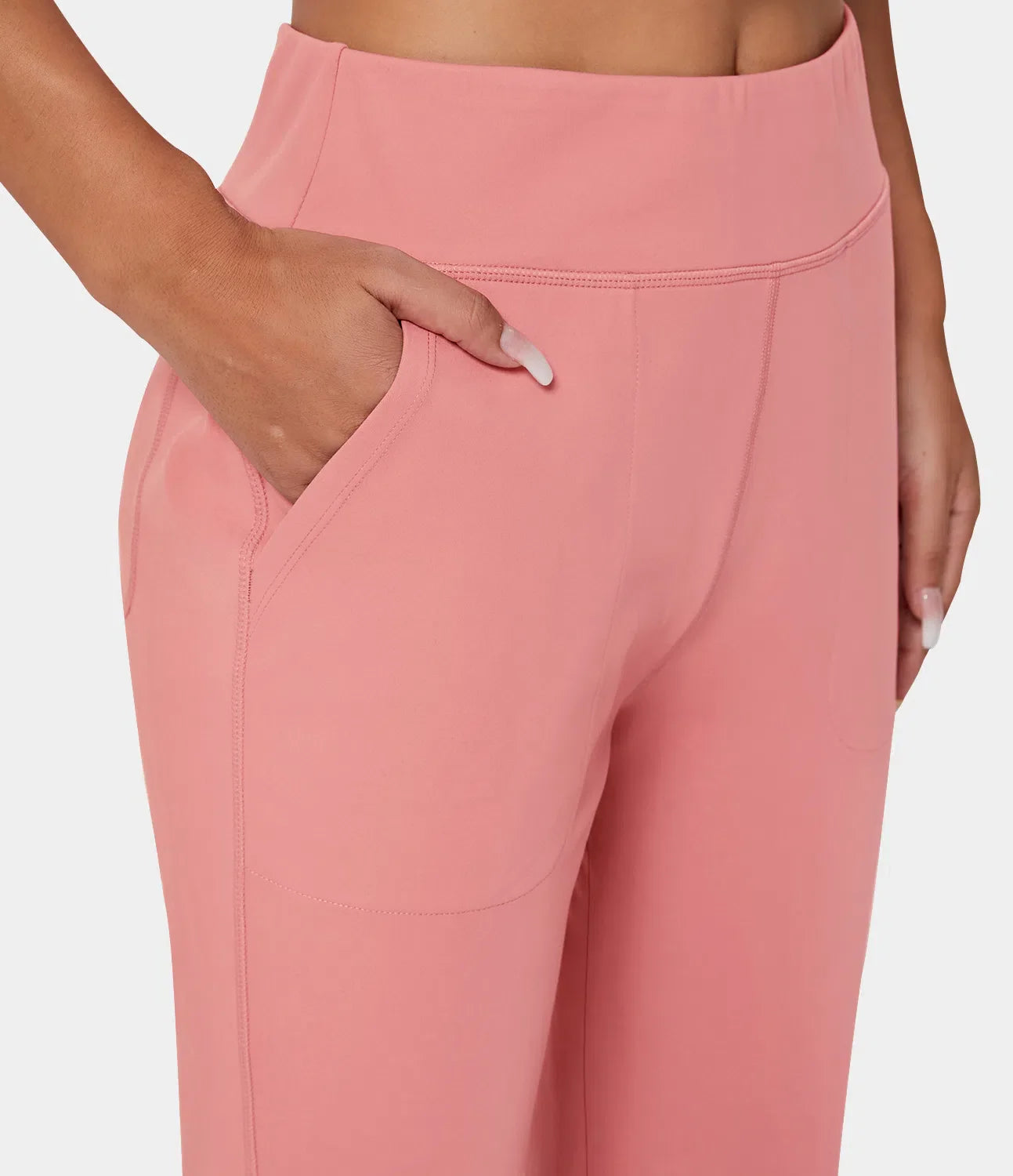 High Waisted Side Pocket Plain Flare Leggings