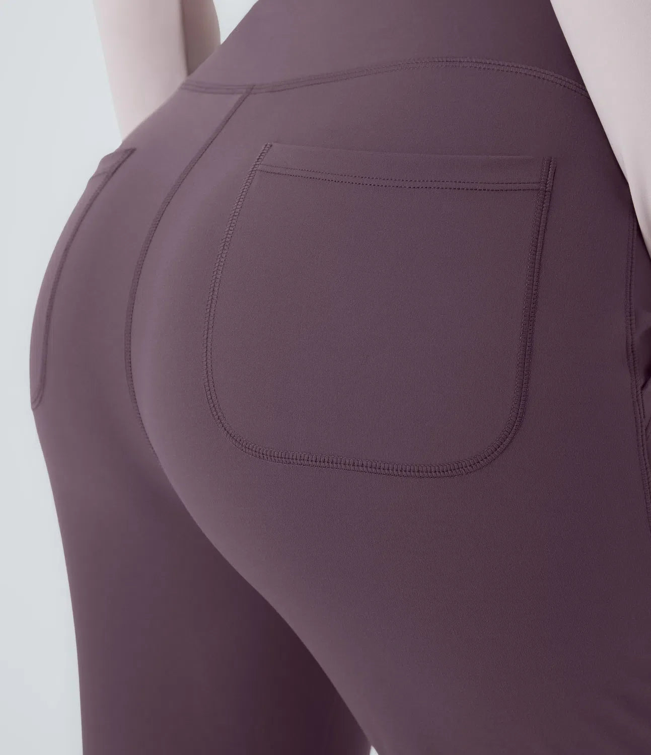 High Waisted Side Pocket Plain Flare Leggings