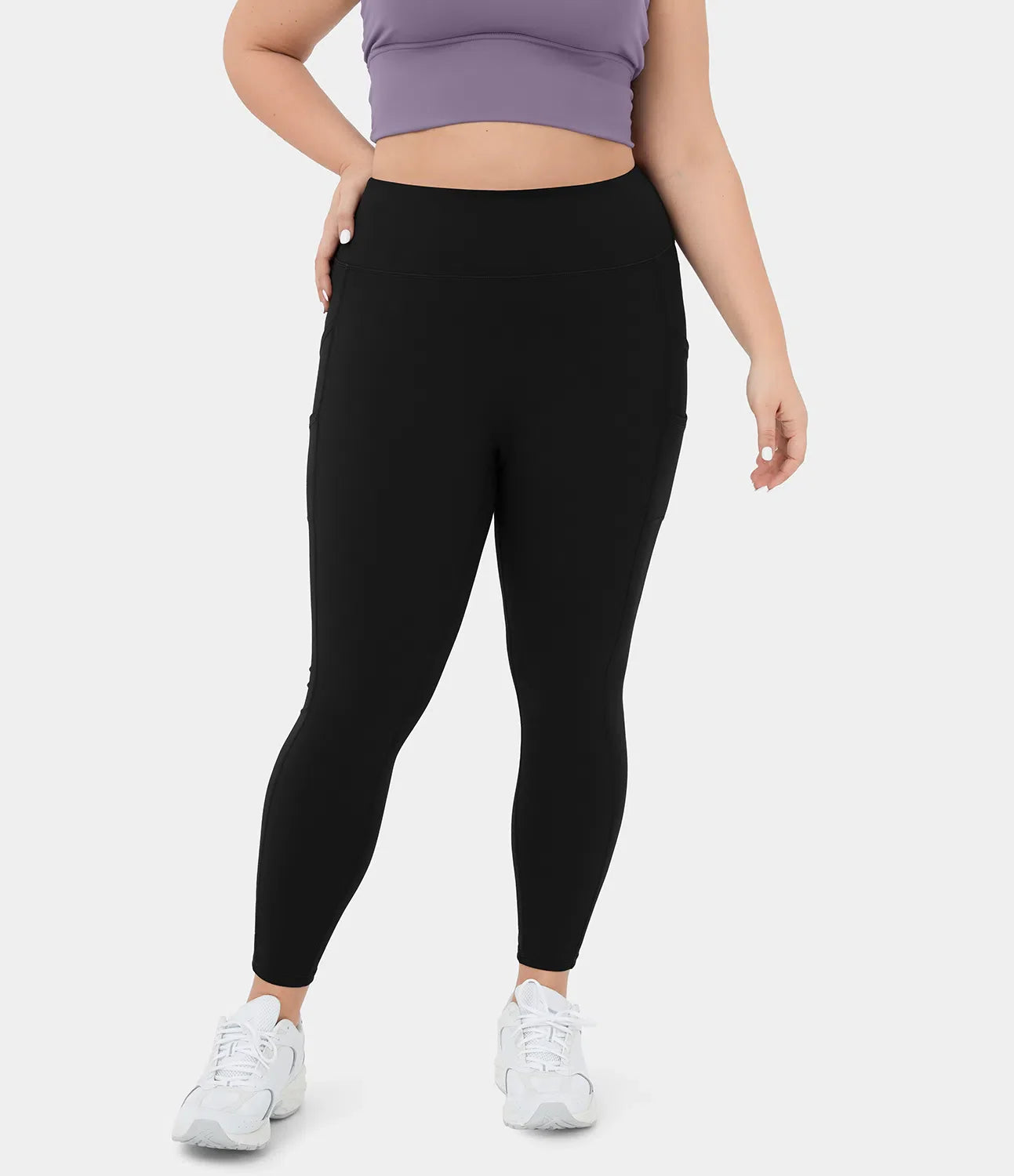 Softlyzero High Waisted Double Pockets Plain Leggings-UPF50+