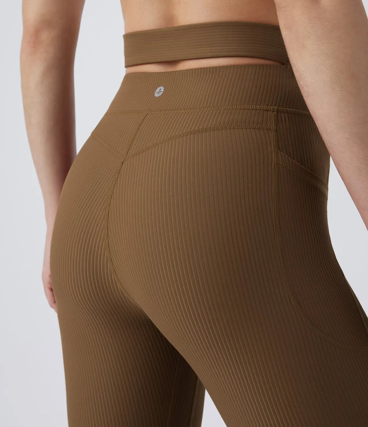 Ribbed Adjustable Buckle High Waisted Side Pocket Yoga Leggings