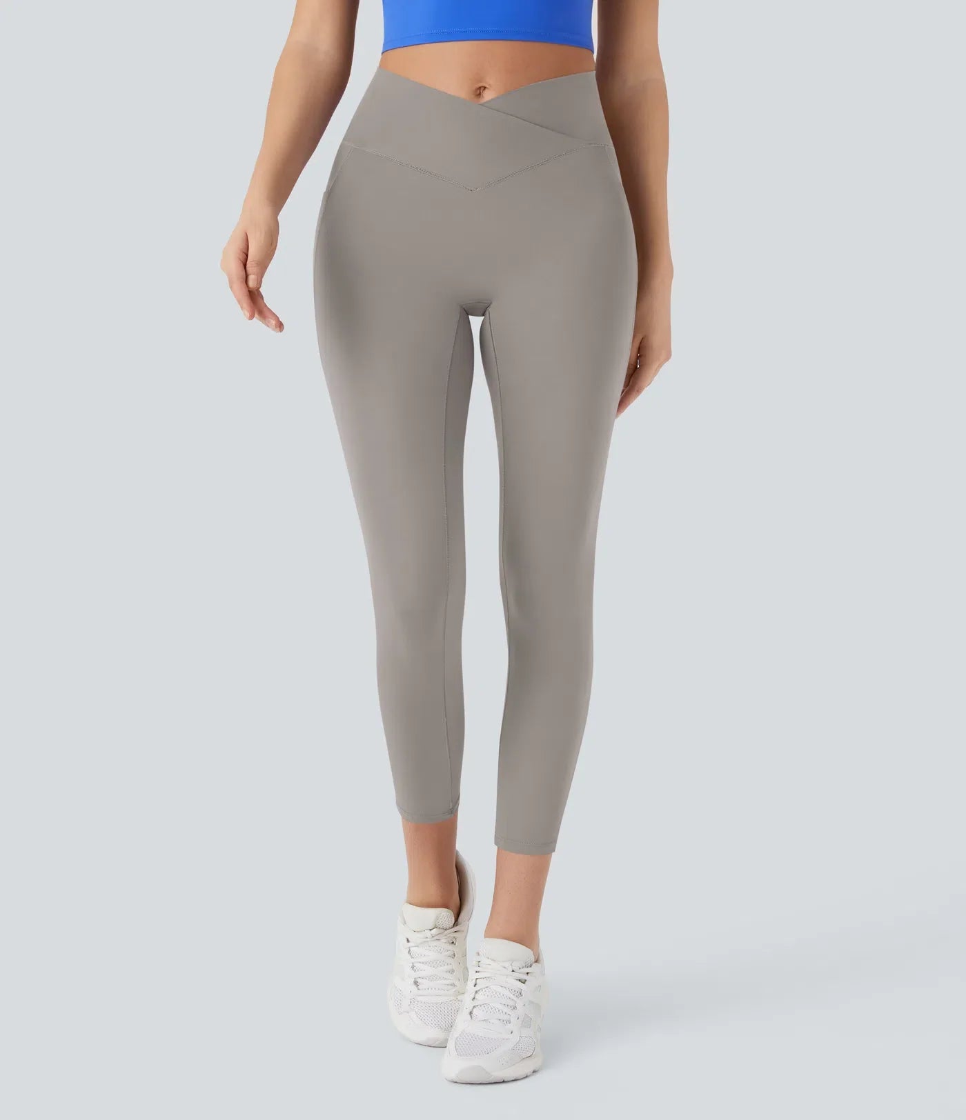 Softlyzero High Waisted Crossover Pocket Capri Yoga Leggings-UPF50+