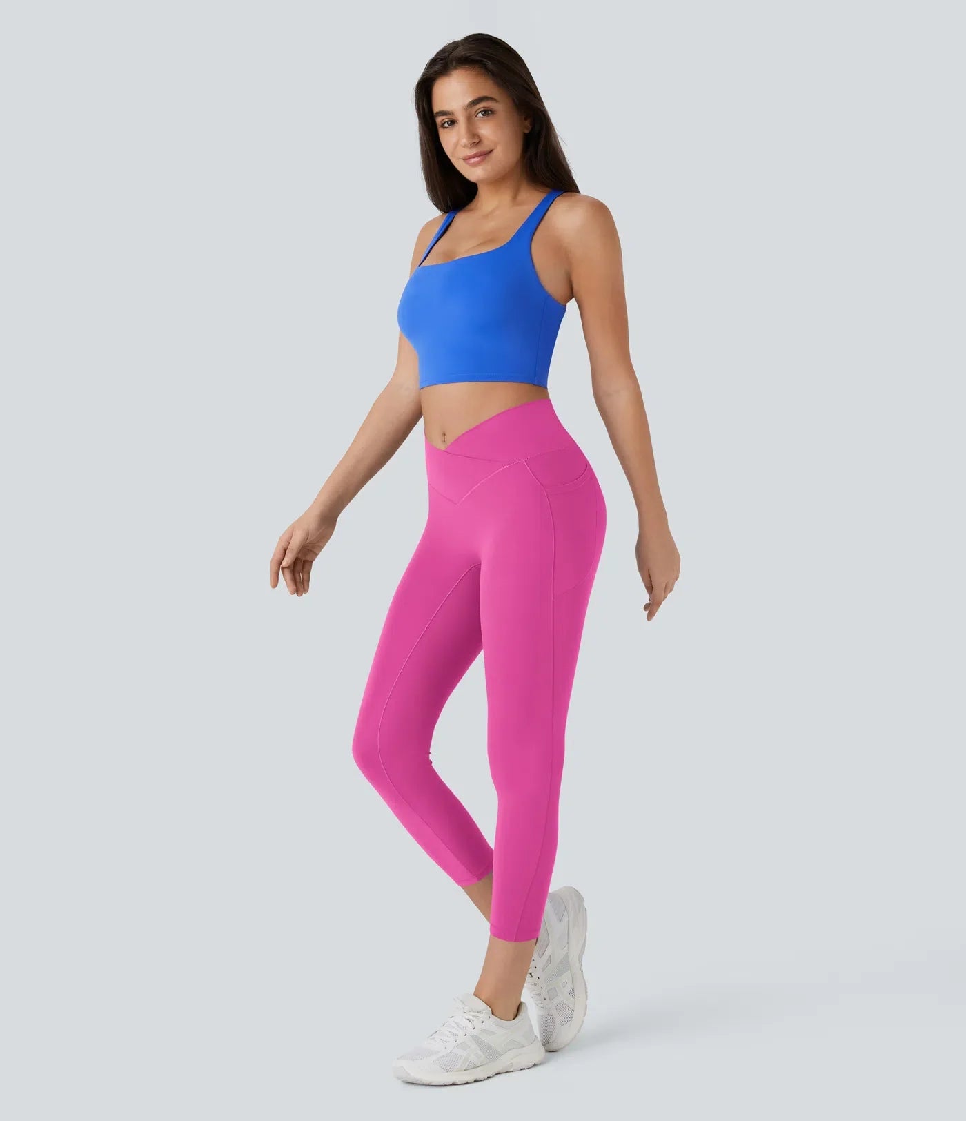 Softlyzero High Waisted Crossover Pocket Capri Yoga Leggings-UPF50+