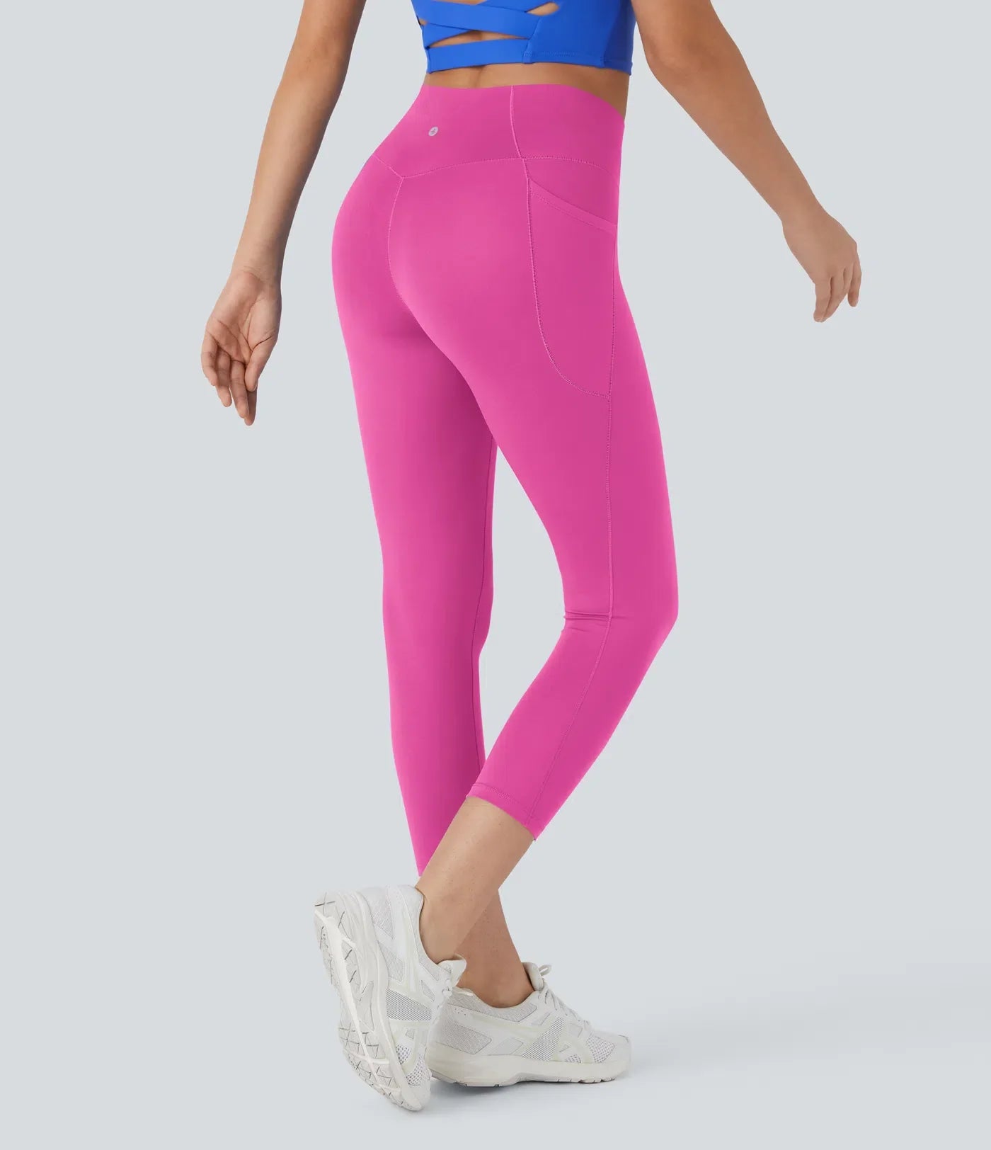 Softlyzero High Waisted Crossover Pocket Capri Yoga Leggings-UPF50+