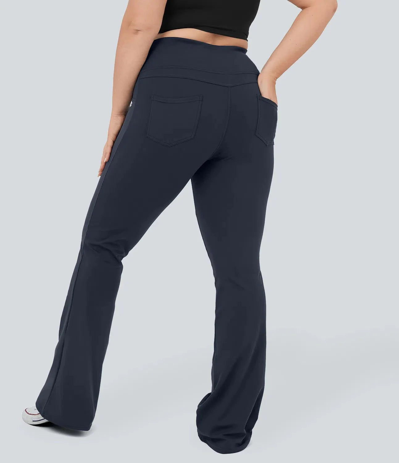 High Waisted Back Pocket Flare Yoga Leggings - Lixoval