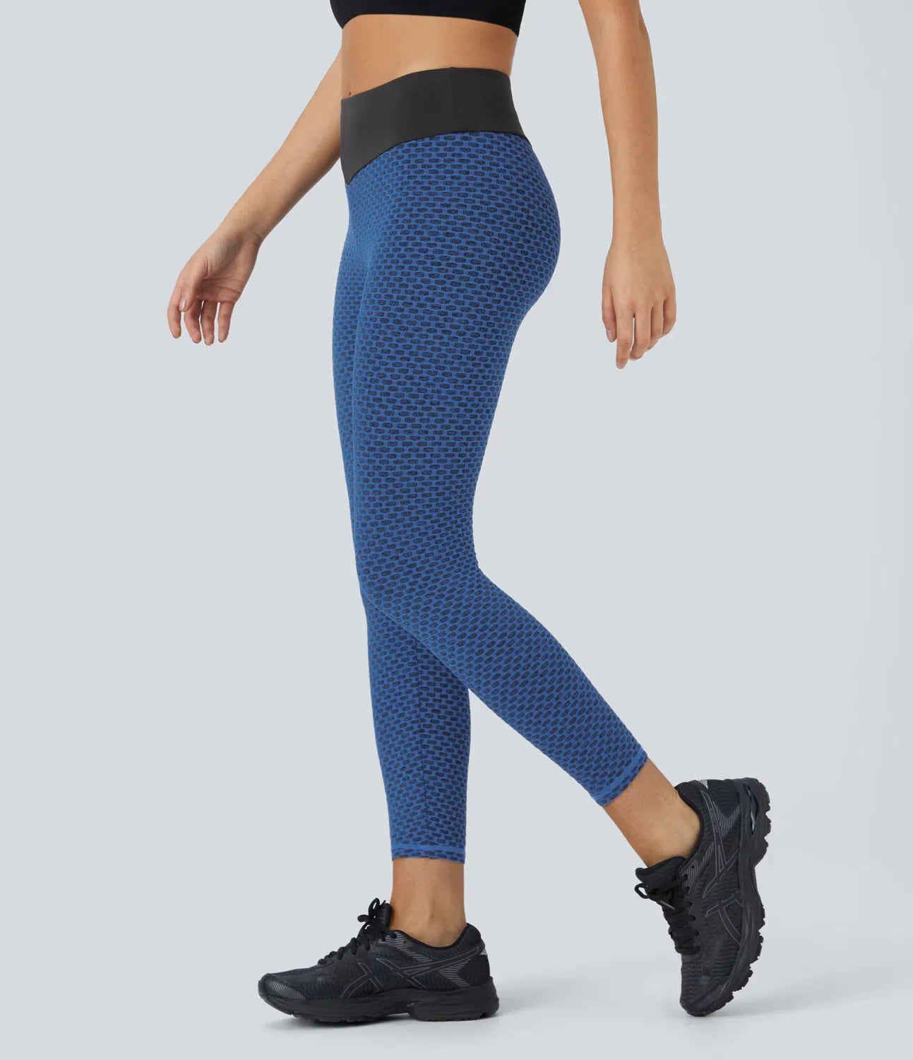 High Waisted Ruched Honeycomb Yoga Leggings