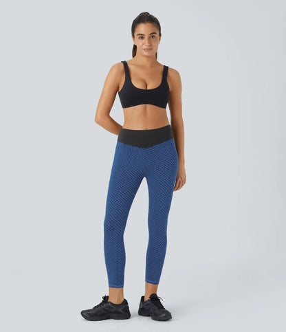 High Waisted Ruched Honeycomb Yoga Leggings