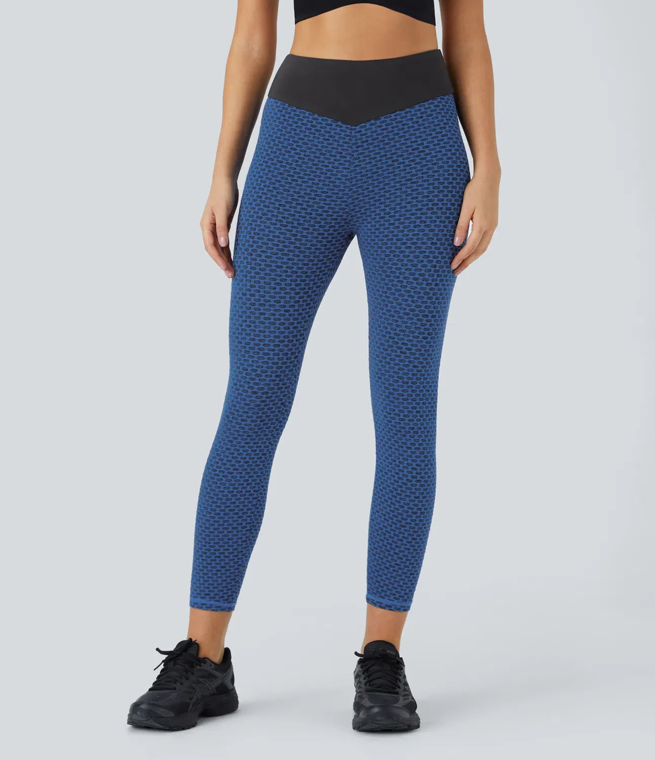 High Waisted Ruched Honeycomb Yoga Leggings