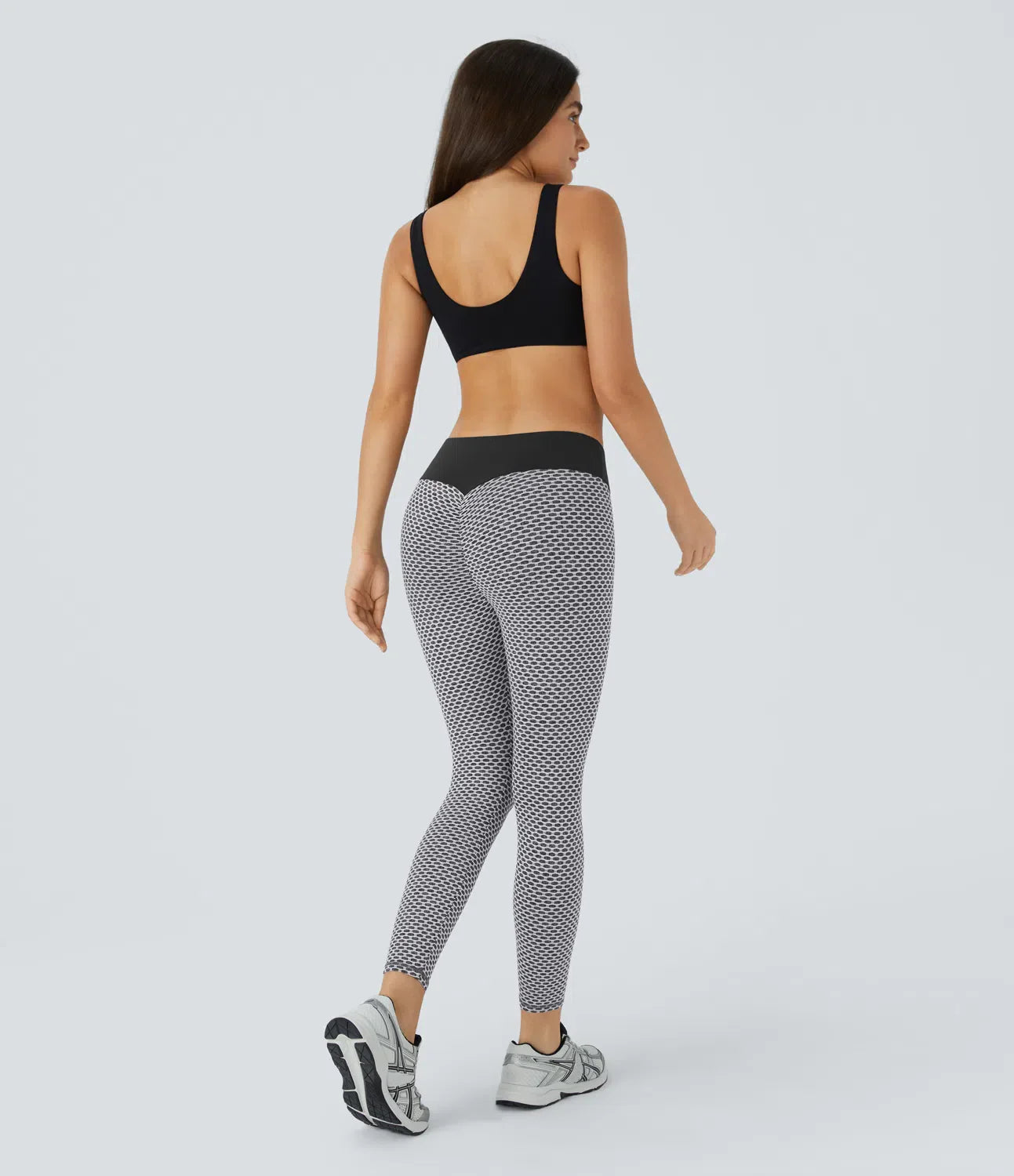 High Waisted Ruched Honeycomb Yoga Leggings