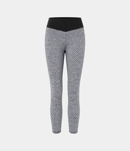 High Waisted Ruched Honeycomb Yoga Leggings
