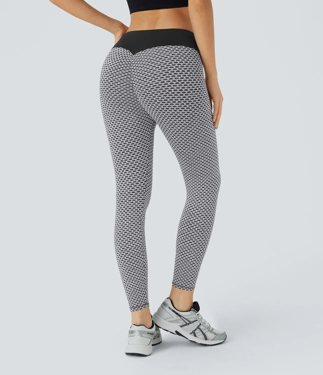 High Waisted Ruched Honeycomb Yoga Leggings