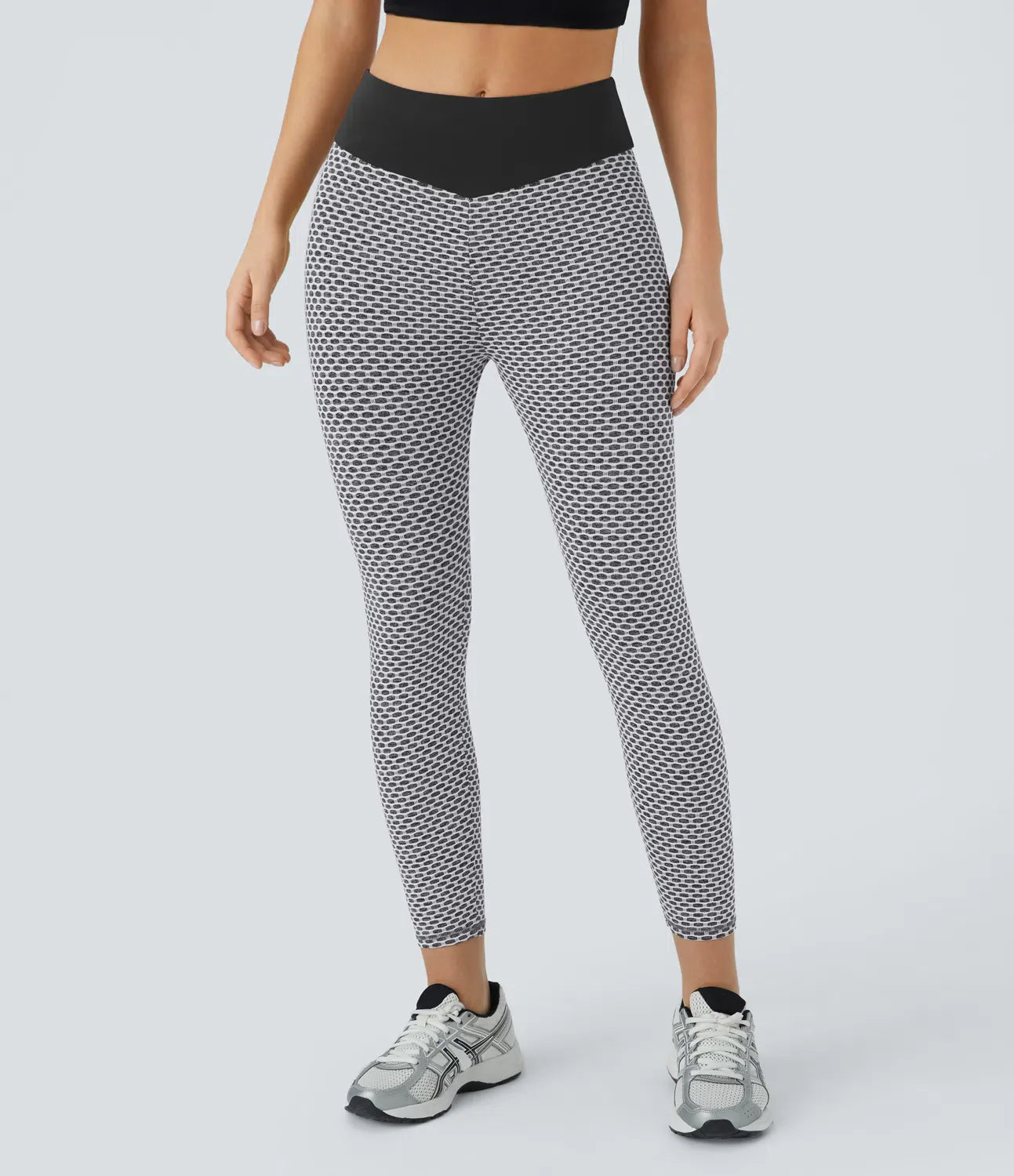 High Waisted Ruched Honeycomb Yoga Leggings
