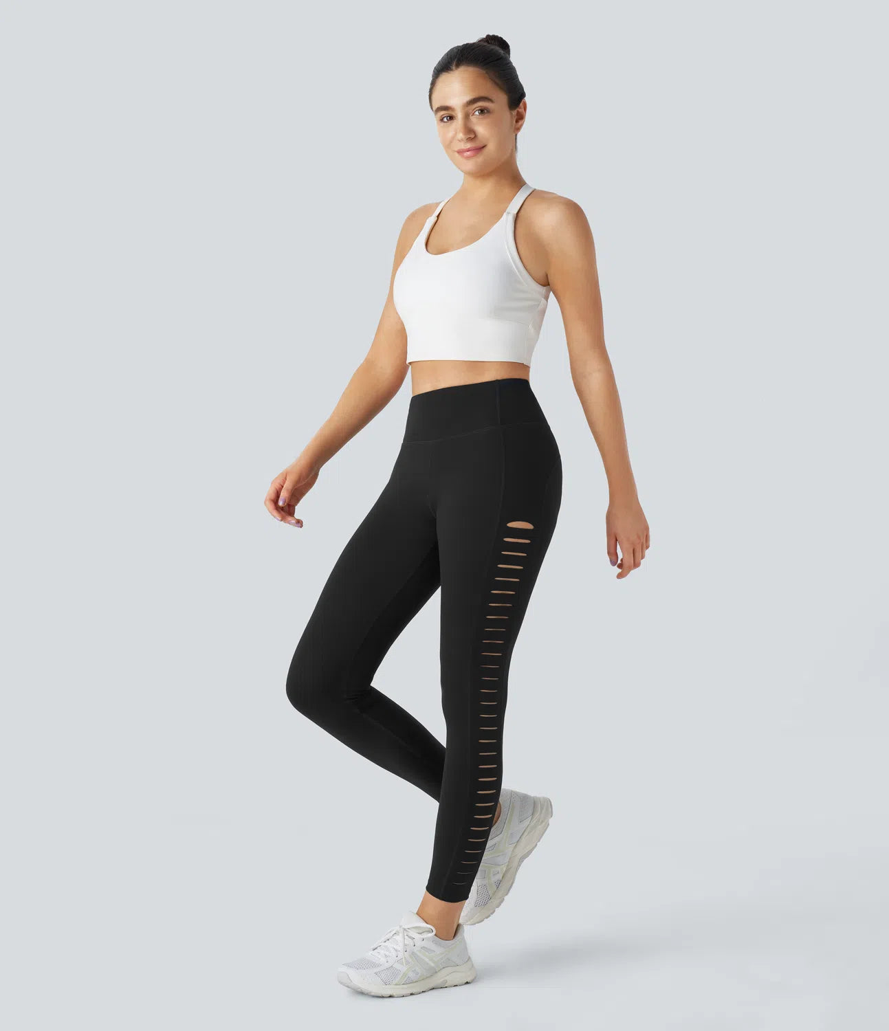 High Waisted Ripped Yoga 7/8 Leggings