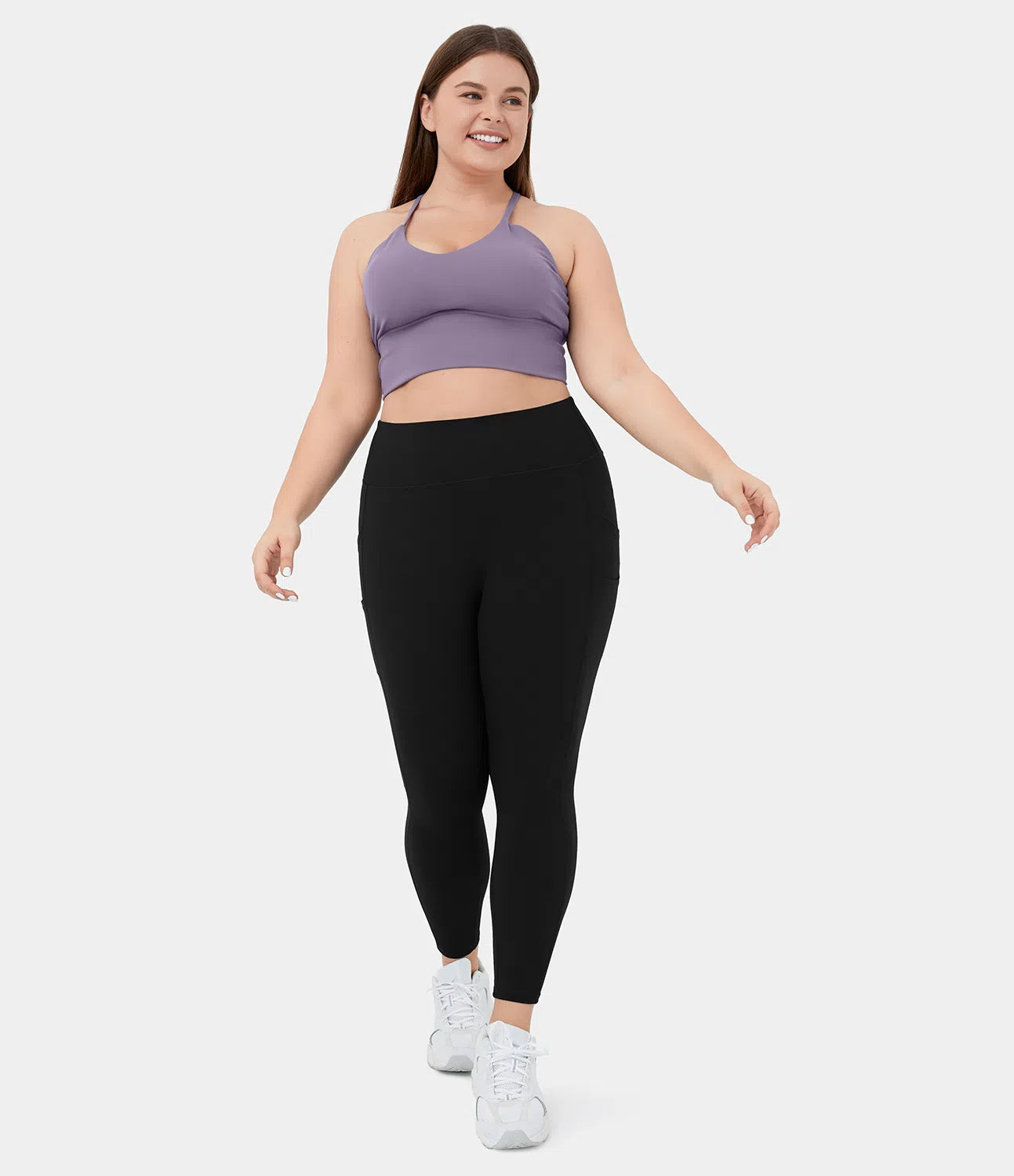 Softlyzero High Waisted Double Pockets Plain Leggings-UPF50+