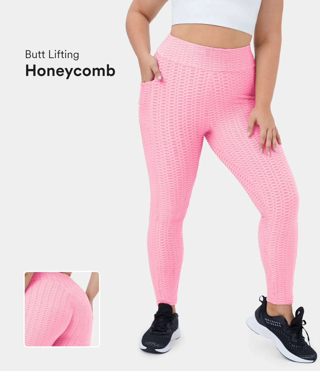 High Waisted Ruched Honeycomb Casual 7/8 Leggings