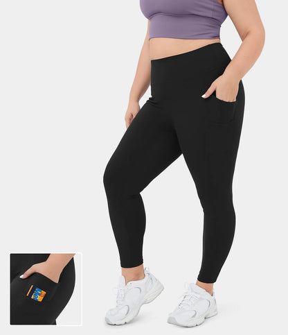 Softlyzero High Waisted Double Pockets Plain Leggings-UPF50+