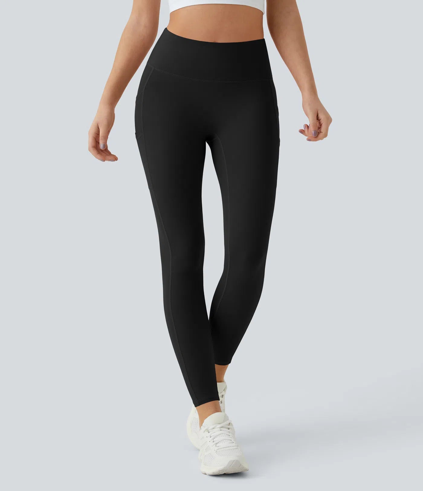 Softlyzero High Waisted Double Pockets Plain Leggings-UPF50+