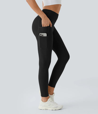 Softlyzero High Waisted Double Pockets Plain Leggings-UPF50+