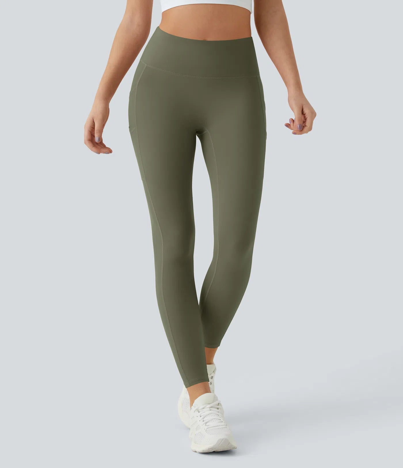 Softlyzero High Waisted Double Pockets Plain Leggings-UPF50+