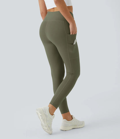 Softlyzero High Waisted Double Pockets Plain Leggings-UPF50+