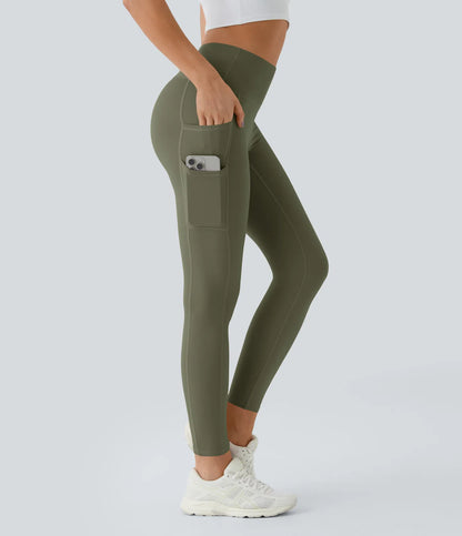 Softlyzero High Waisted Double Pockets Plain Leggings-UPF50+