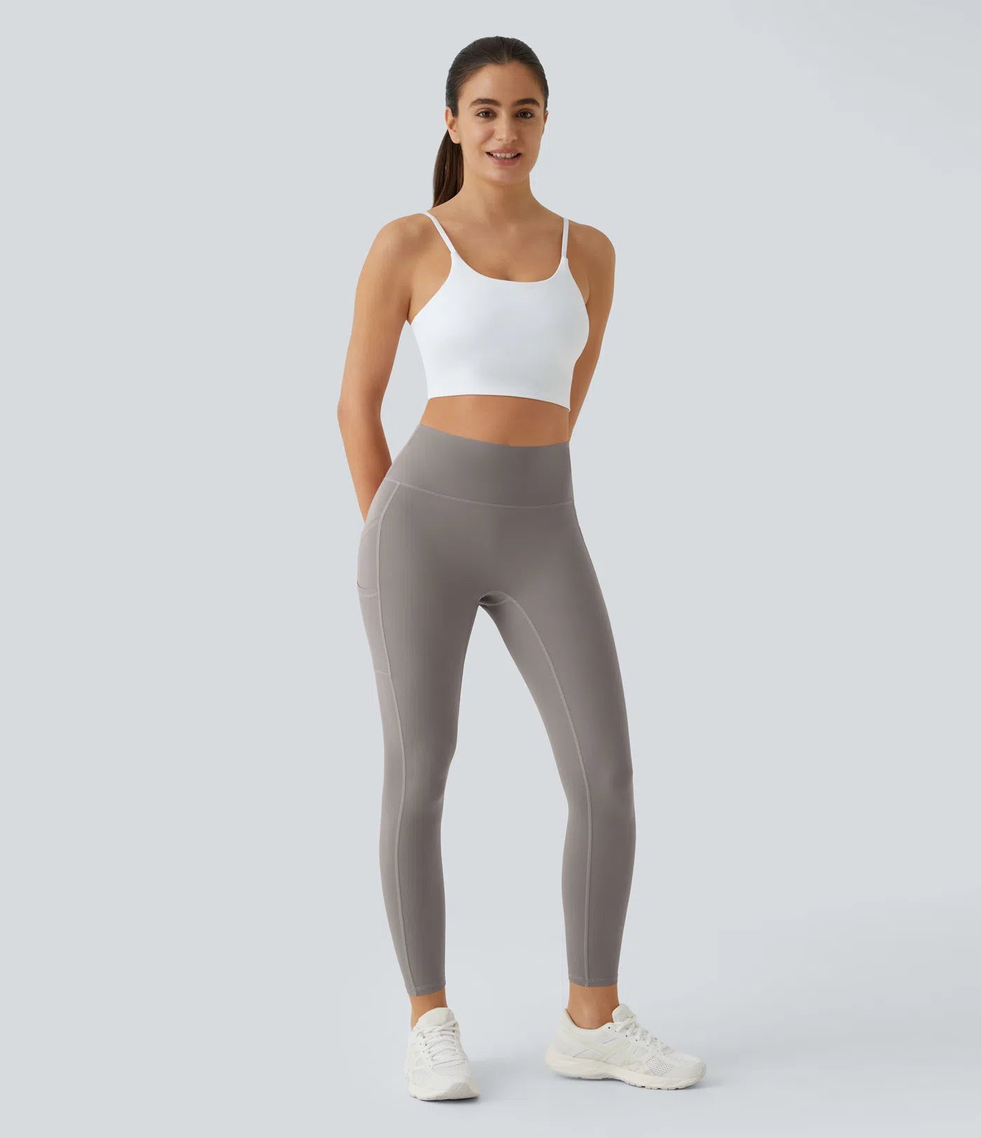 Softlyzero High Waisted Double Pockets Plain Leggings-UPF50+