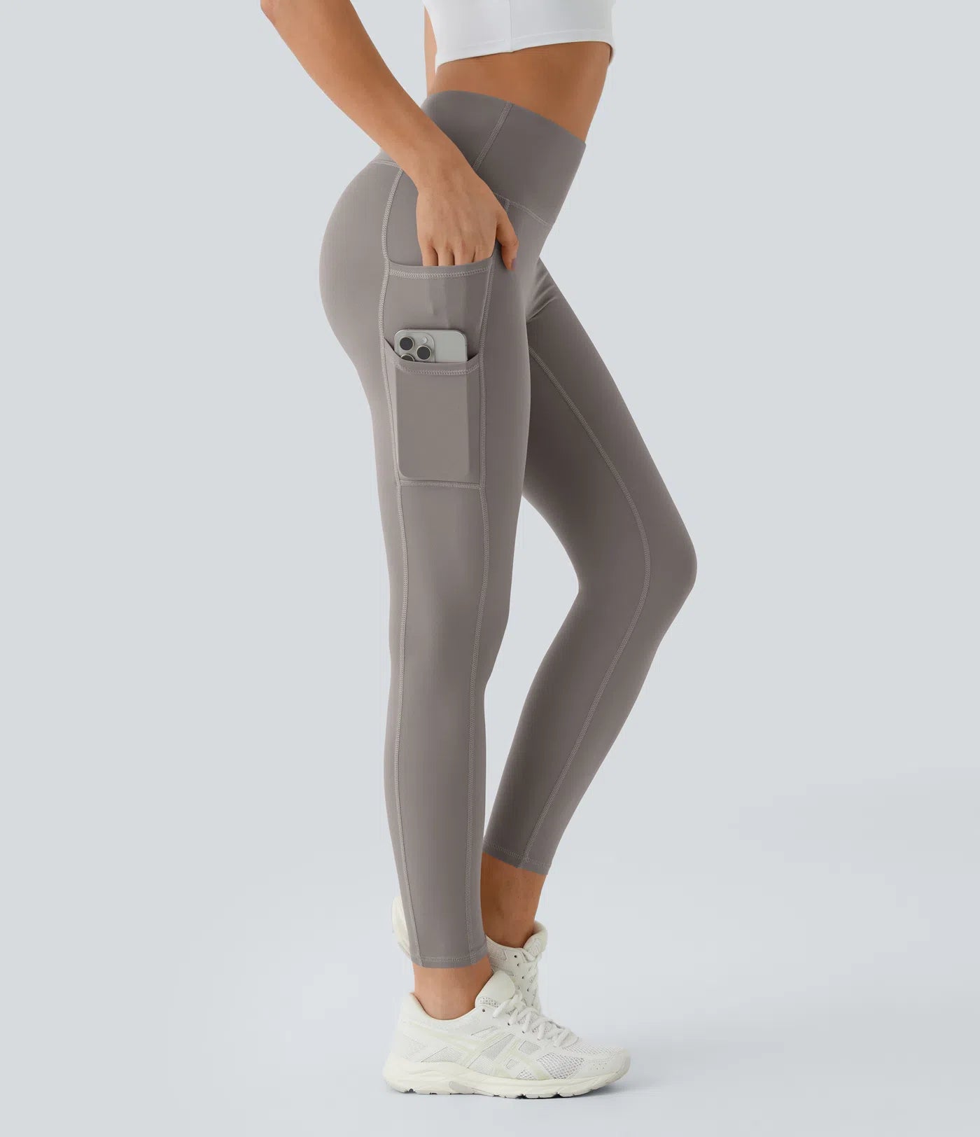 Softlyzero High Waisted Double Pockets Plain Leggings-UPF50+