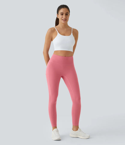 Softlyzero High Waisted Double Pockets Plain Leggings-UPF50+