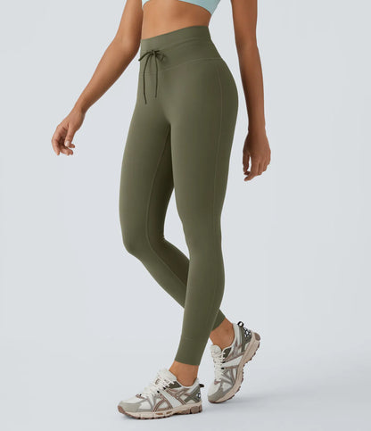 Softlyzero High Waisted Drawstring Yoga 7/8 Leggings-UPF50+