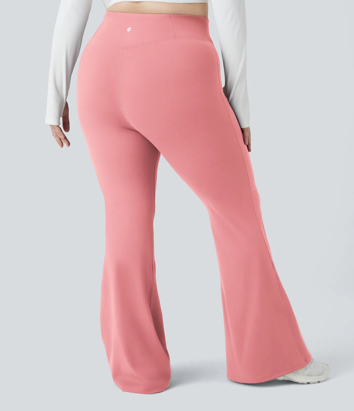 Crossover High Waisted Back Pocket Super Flare Leggings Candy Pink - Lixoval