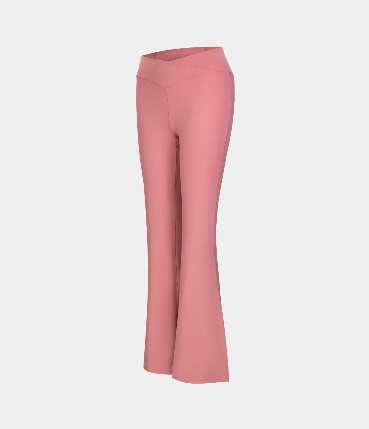 Crossover High Waisted Back Pocket Super Flare Leggings Candy Pink - Lixoval