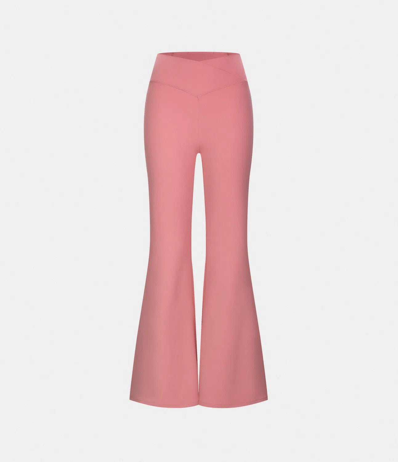 Crossover High Waisted Back Pocket Super Flare Leggings Candy Pink - Lixoval