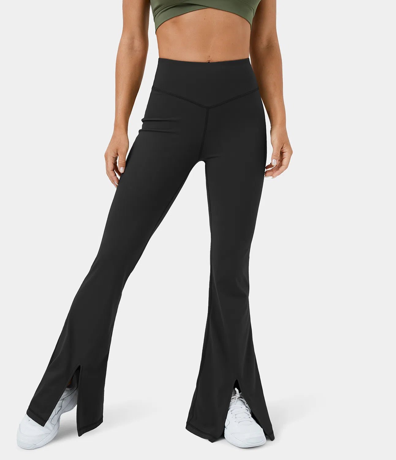 HaloTek Eco High Waisted Split Hem Super Flare Yoga Leggings - Lixoval