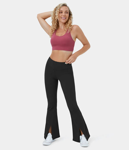 HaloTek Eco High Waisted Split Hem Super Flare Yoga Leggings - Lixoval