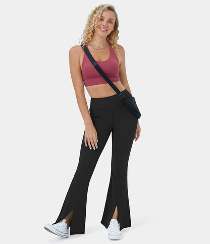 HaloTek Eco High Waisted Split Hem Super Flare Yoga Leggings - Lixoval