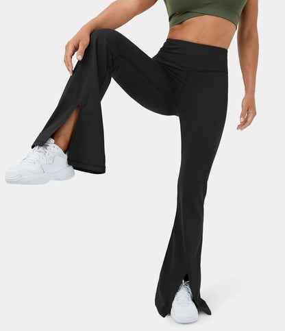 HaloTek Eco High Waisted Split Hem Super Flare Yoga Leggings - Lixoval