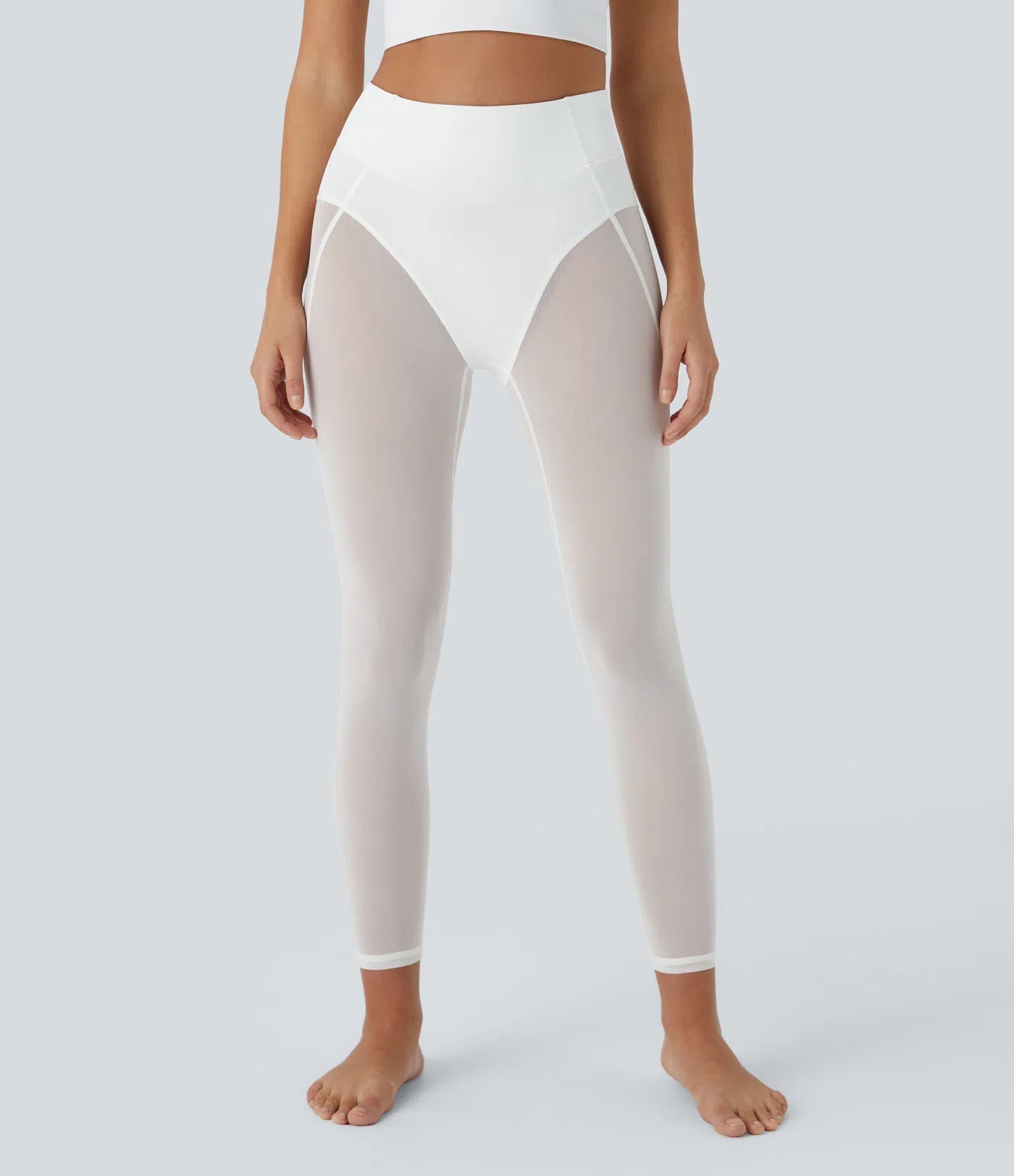 High Waisted 2 - in - 1 7/8 Sheer Mesh Dance Leggings - Lixoval