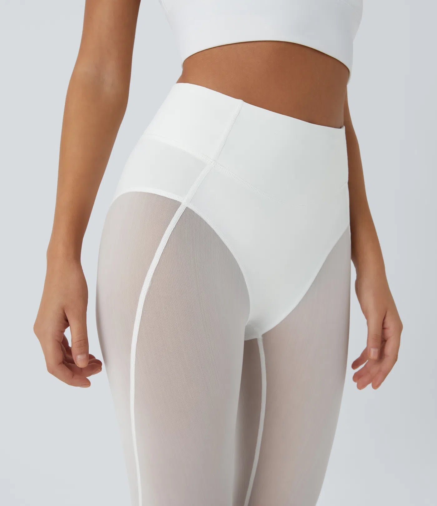 High Waisted 2 - in - 1 7/8 Sheer Mesh Dance Leggings - Lixoval