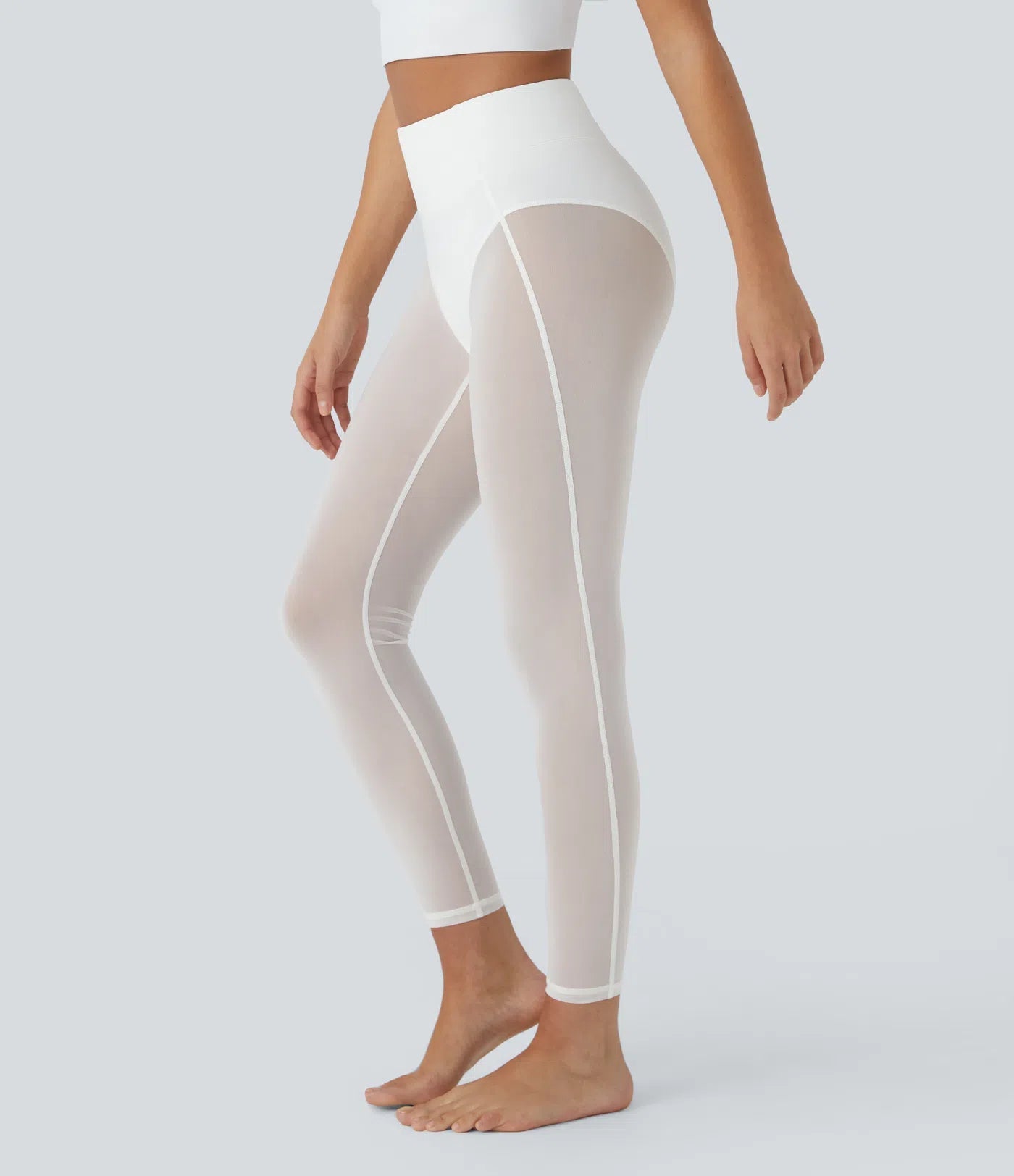 High Waisted 2 - in - 1 7/8 Sheer Mesh Dance Leggings - Lixoval