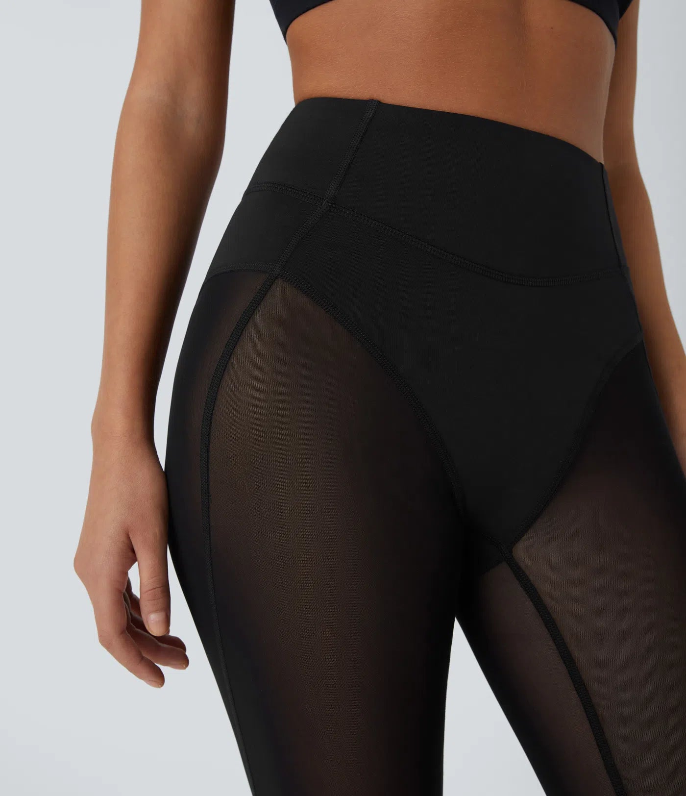 High Waisted 2 - in - 1 7/8 Sheer Mesh Dance Leggings - Lixoval