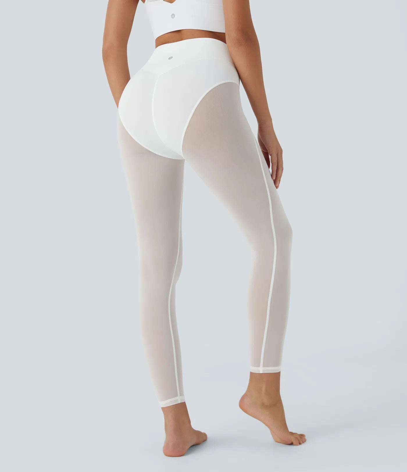 High Waisted 2 - in - 1 7/8 Sheer Mesh Dance Leggings - Lixoval