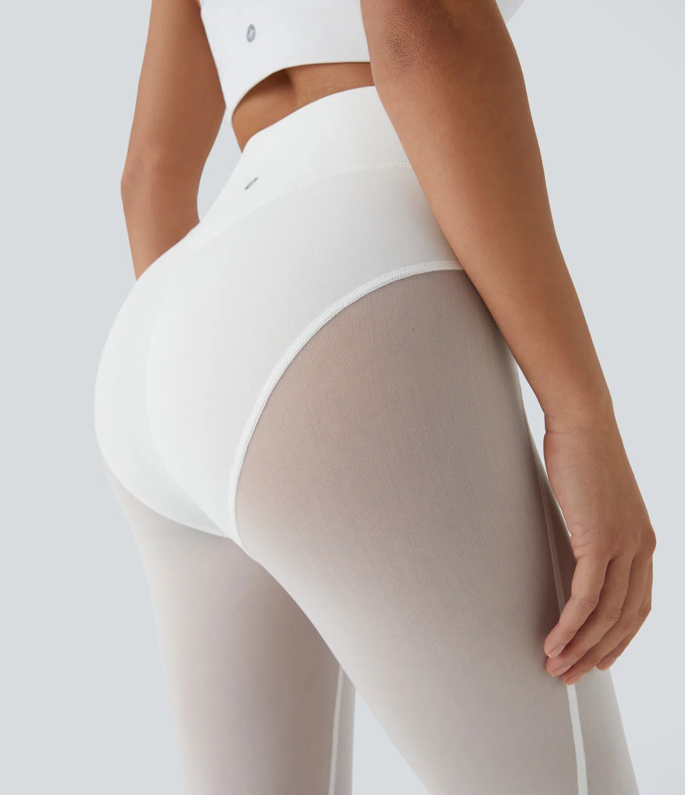 High Waisted 2 - in - 1 7/8 Sheer Mesh Dance Leggings - Lixoval