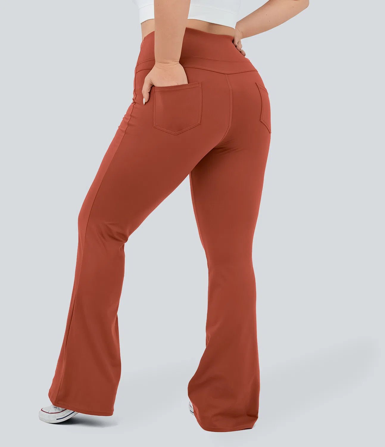 High Waisted Back Pocket Flare Yoga Leggings - Lixoval