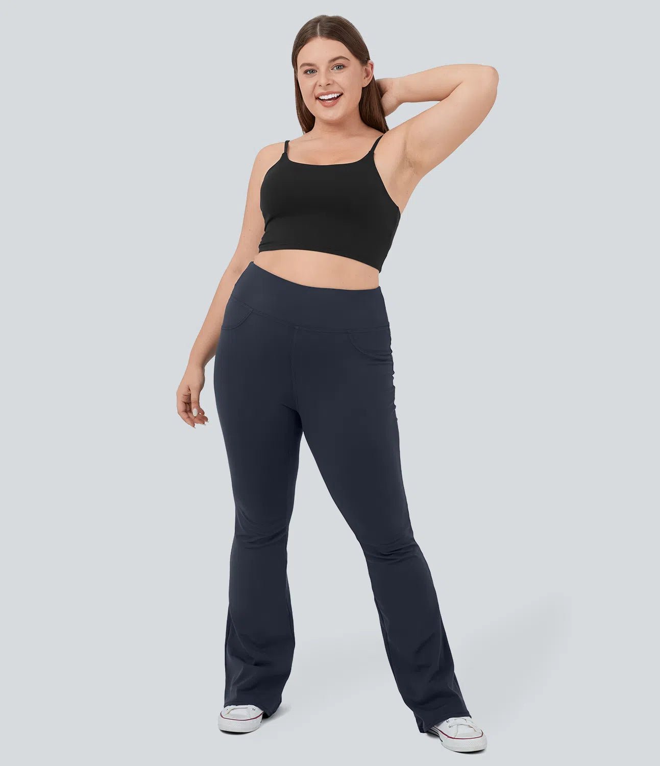 High Waisted Back Pocket Flare Yoga Leggings - Lixoval