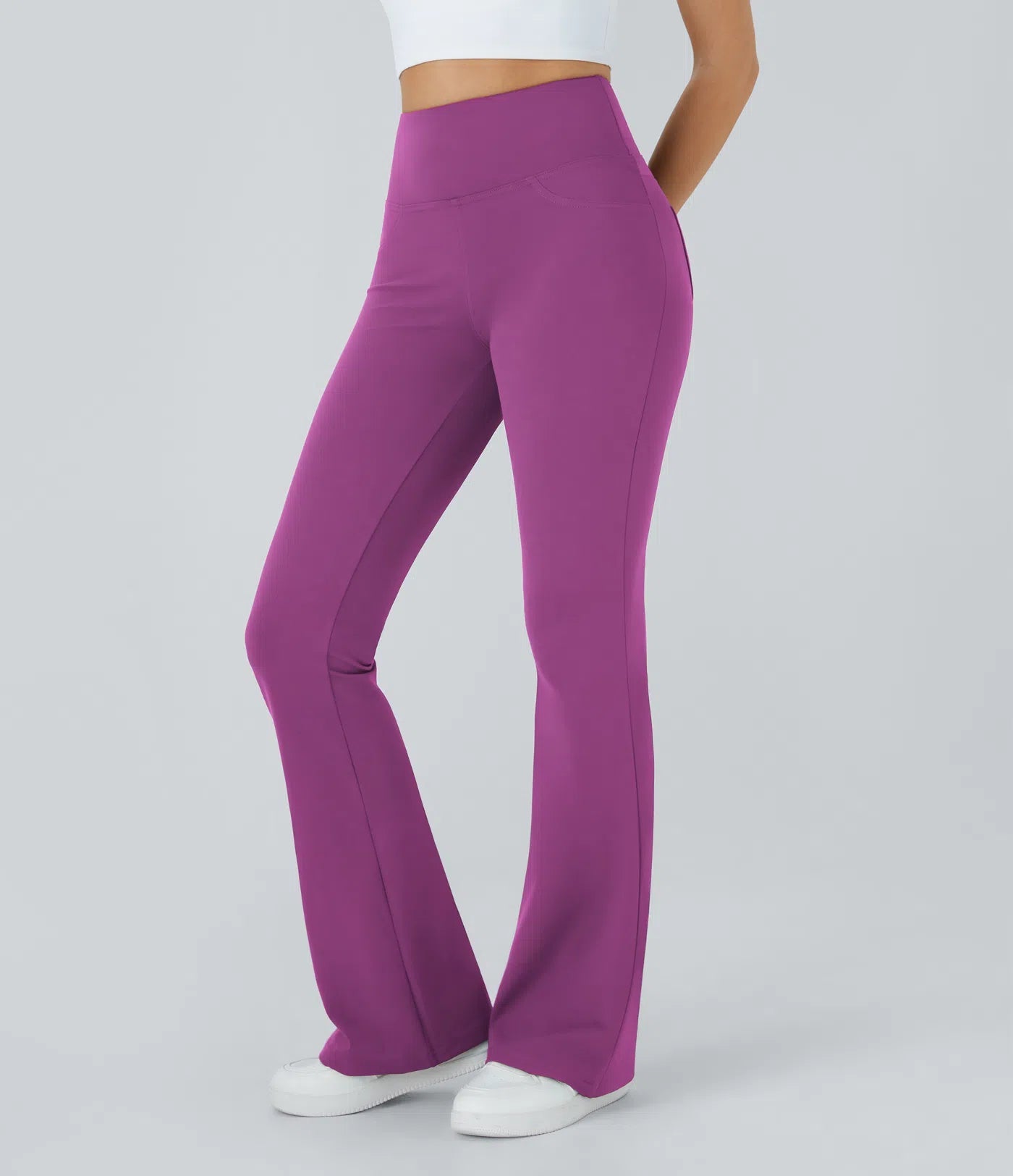 High Waisted Back Pocket Flare Yoga Leggings - Lixoval