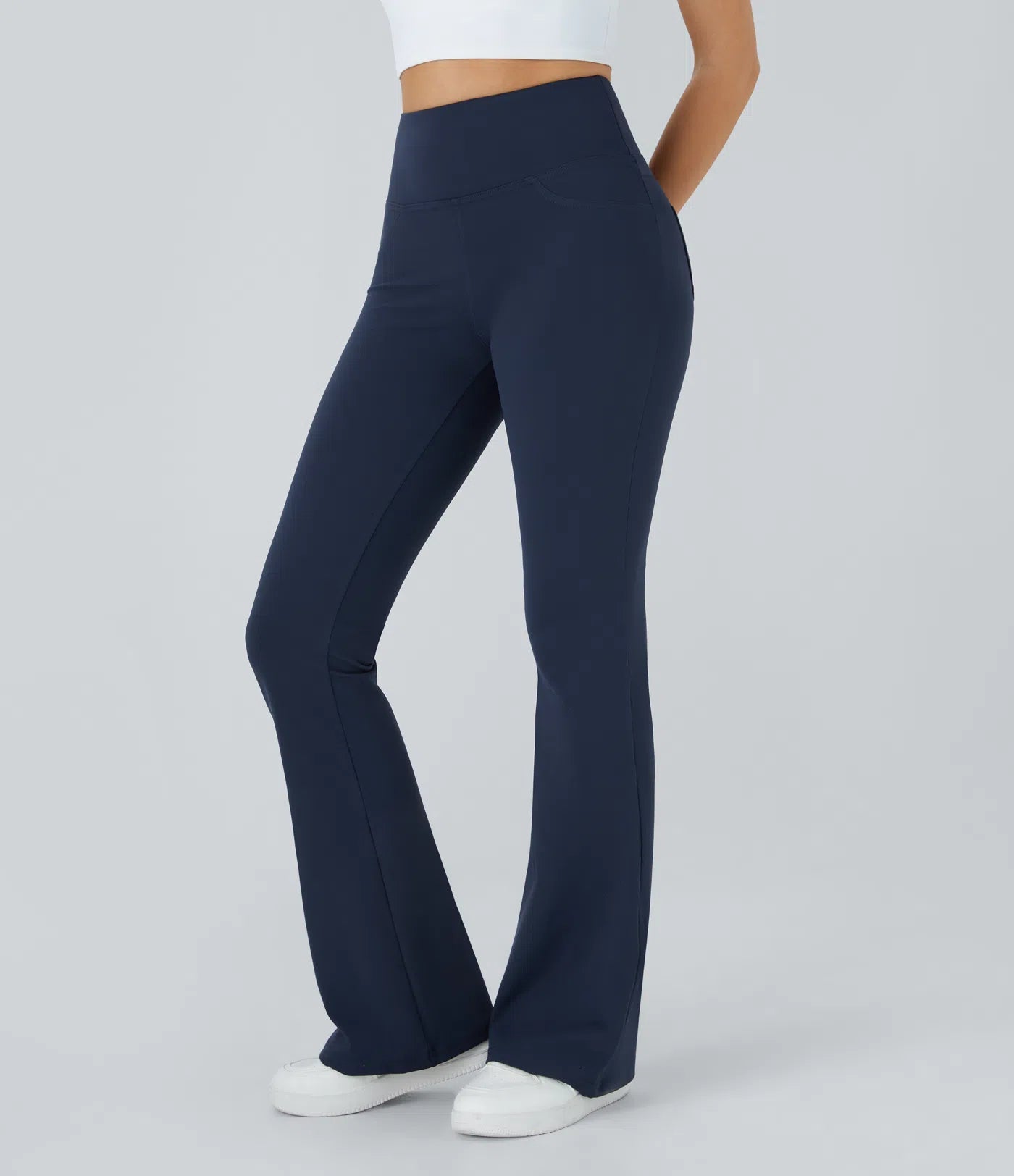 High Waisted Back Pocket Flare Yoga Leggings - Lixoval