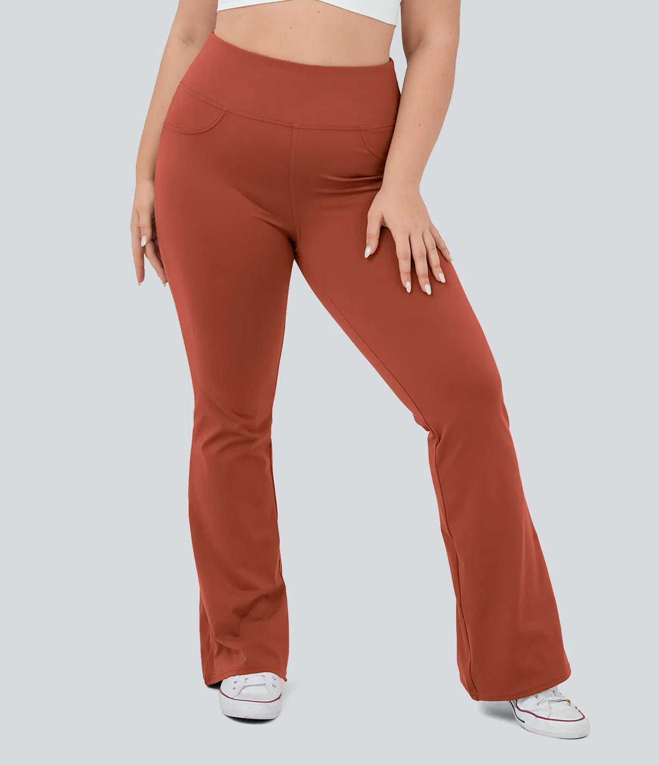 High Waisted Back Pocket Flare Yoga Leggings - Lixoval