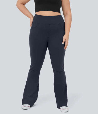 High Waisted Back Pocket Flare Yoga Leggings - Lixoval